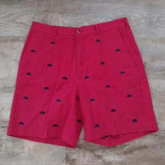 Jos. A. Bank men's red crab print preppy cotton twill shorts 9" Inseam‎ Sz 36 - Picture 1 of 10